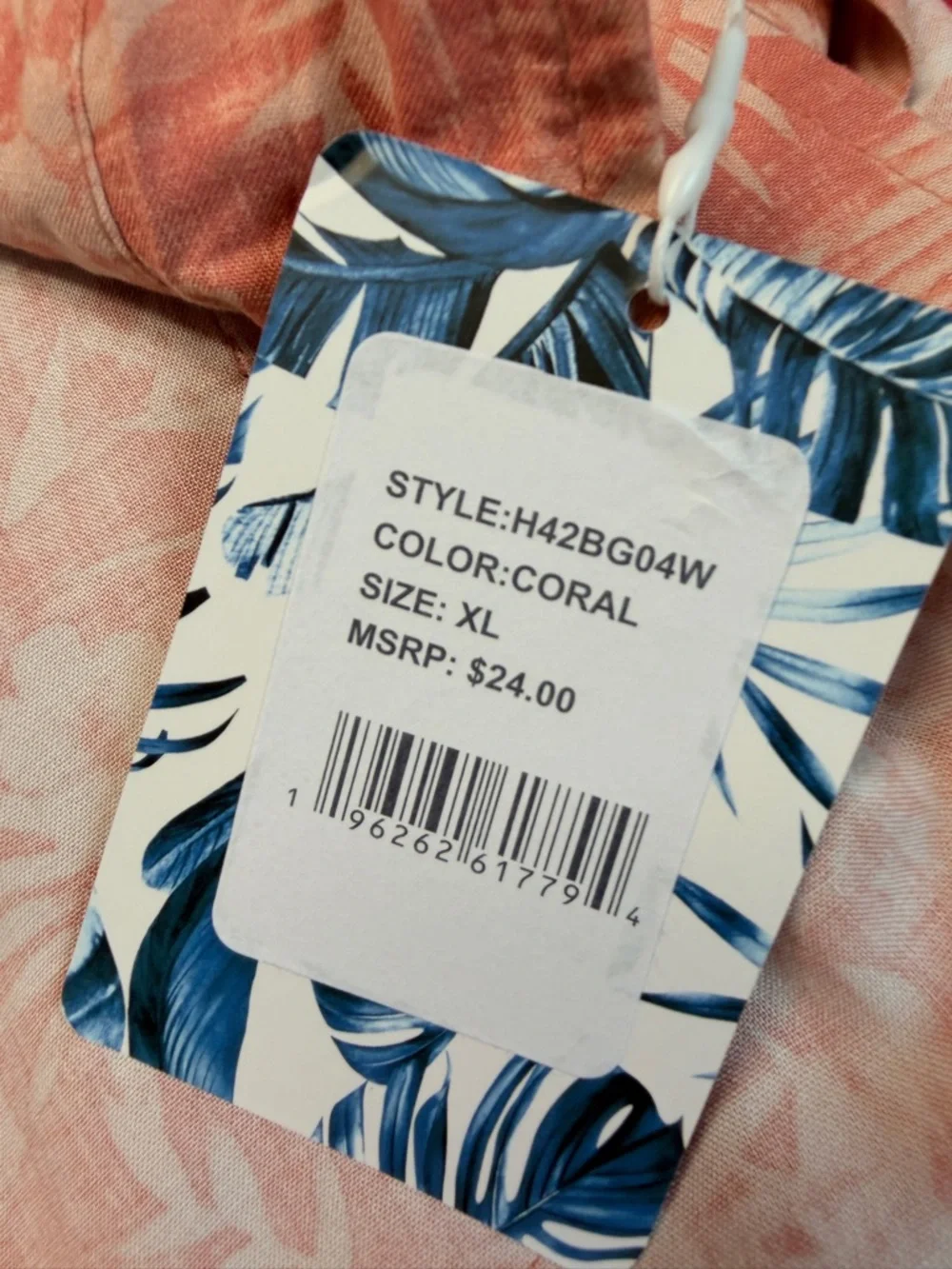 Havana Jim Hawaiian Shirt XL Coral 100% Rayon Tropical Camp Button Front NWT